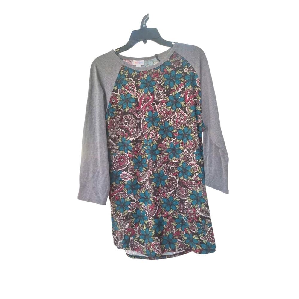 Lularoe 2X Paisley Floral Raglan Shirt Long Sleeve Casual